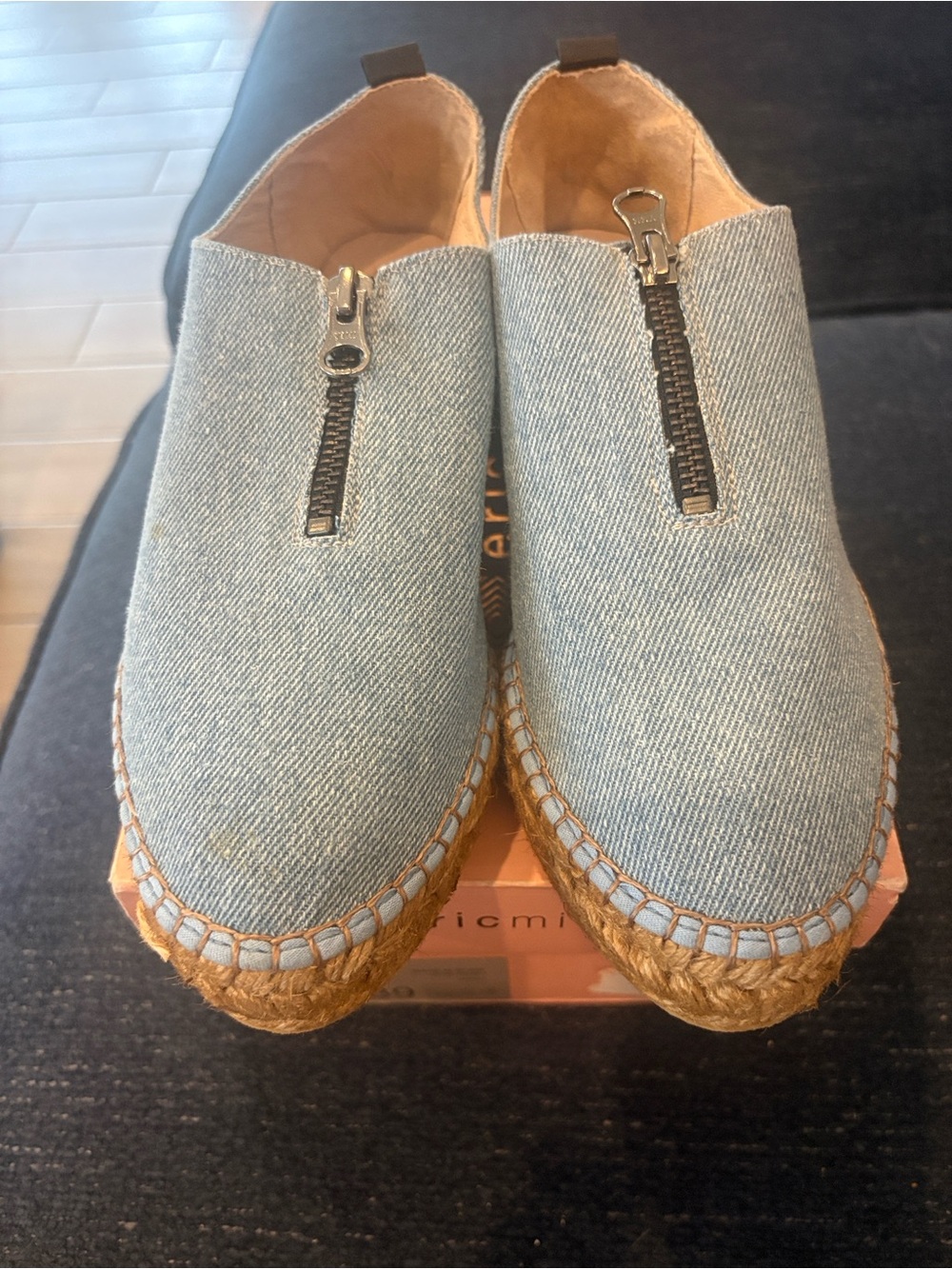 Eric Michael Light Blue Denim Espadrille Flats